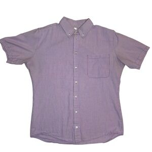 American Apparel Mens Short Sleeve Violet Gingham Button‎ Down Shirt Size S